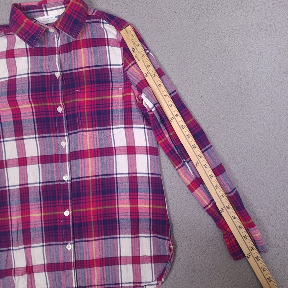 Old Navy Classic Shirt Womens XS Purple Plaid Flannel Button‎ Up Ivan The Grape - Picture 8 of 13